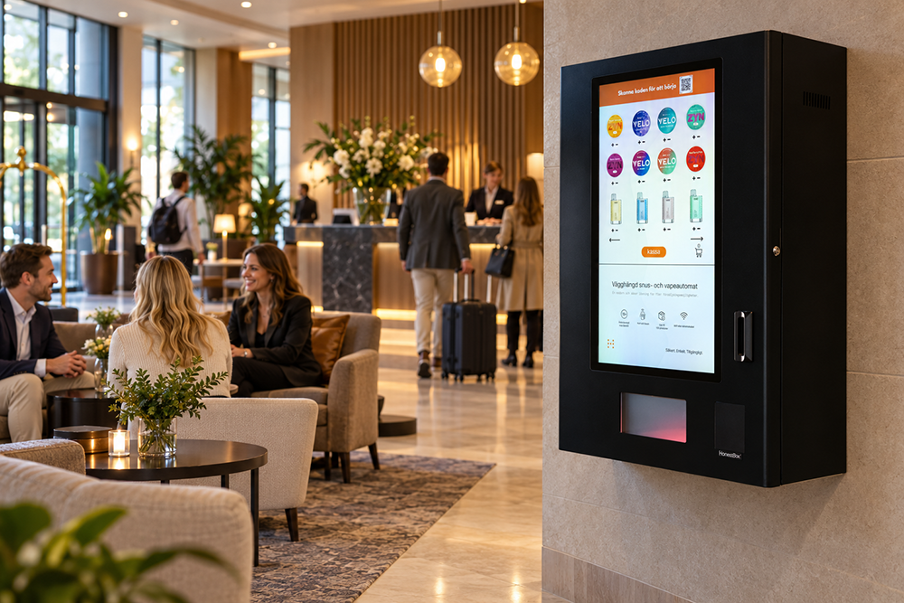 Tobaksautomat HonestBox H22 i Hotellobby